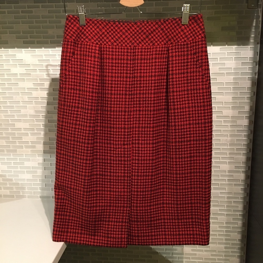 CELINE Vintage Wool Pencil Skirt in Red and Black